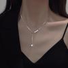 Korean Style High-End Tassel Pearl Titanium Necklace for Women