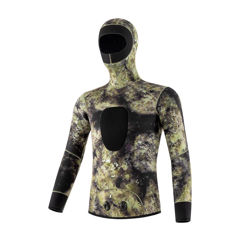 5mm Camo Hooded Wetsuit for Men & Women - Professional Diving, Hunting, Cold-Proof Fishing Suit.