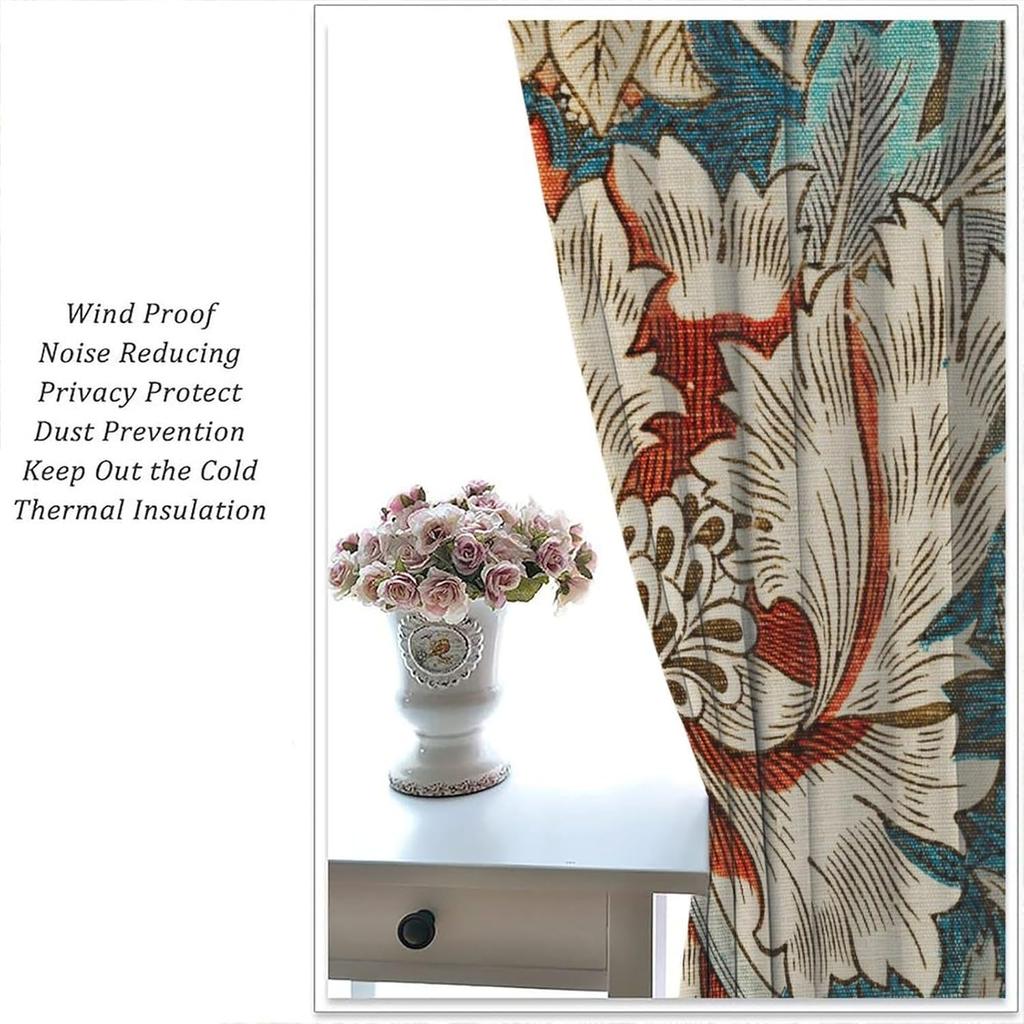 William Morris Rostlinné Květinové Zatemňovací Okenní Závěsy   Boho Vintage Rustikální Květiny Styl Umění William Morris Okenní Závěsy   fo