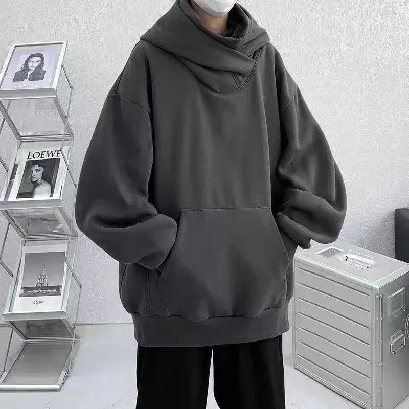 Herbst Einfarbig Ninja Rollkragen Hoodies Für Männer Vintage Fleece Sweatshirts Hip Hop Japanische Streetwear Übergroßen Hoodie