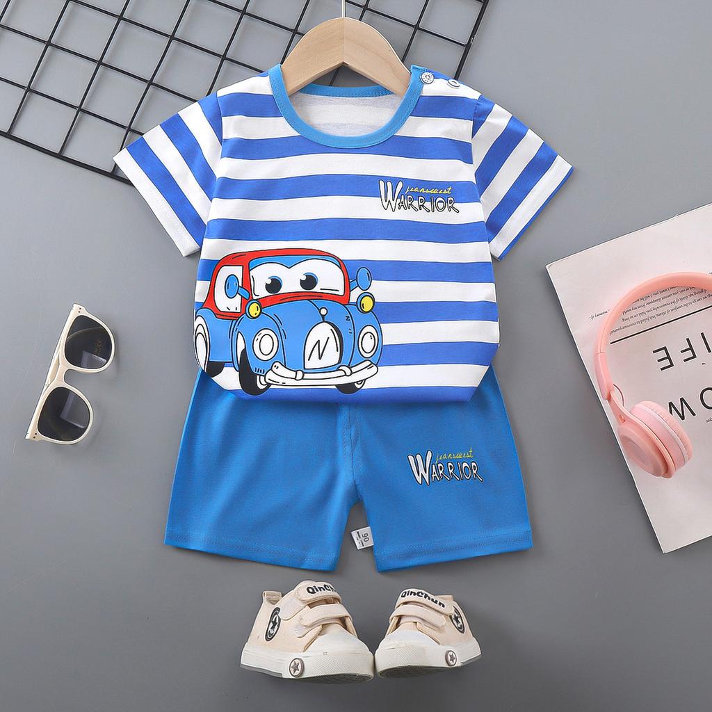 Children's Short-sleeved Suit Pure Cotton Girls Summer Clothes Boys T-shirt Baby Baby Clothes