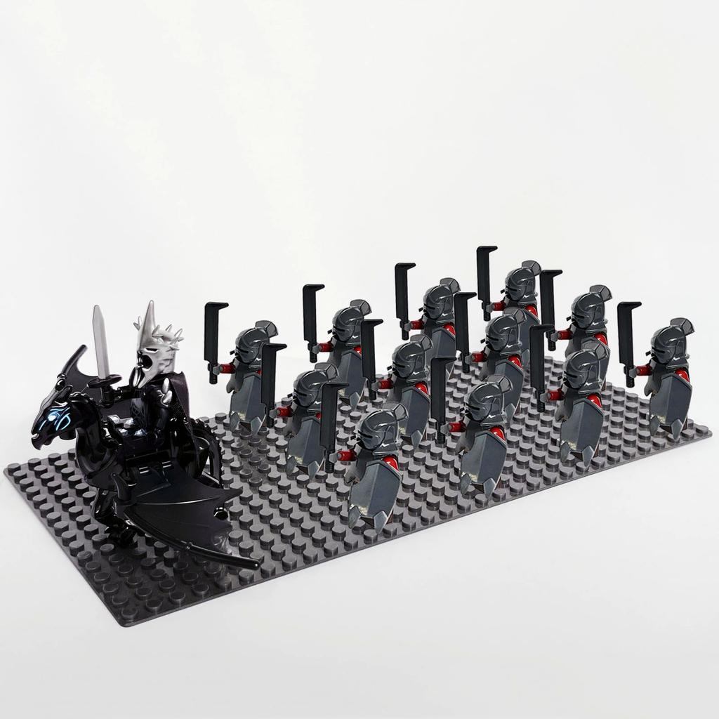 13pcs Medieval Soldiers Lord Sauron Witch-king of Angmar Shadow Orcs Strong Uruk-hai  Minifig Building Block Toys for Kids