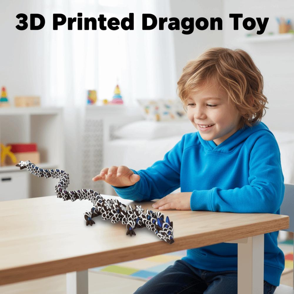 Realistic 3D Printed Dragon Toy Multicolor 30cm Snowflake Dragon Ornament PLA Creative Simulation Animal Model Desktop Ornament