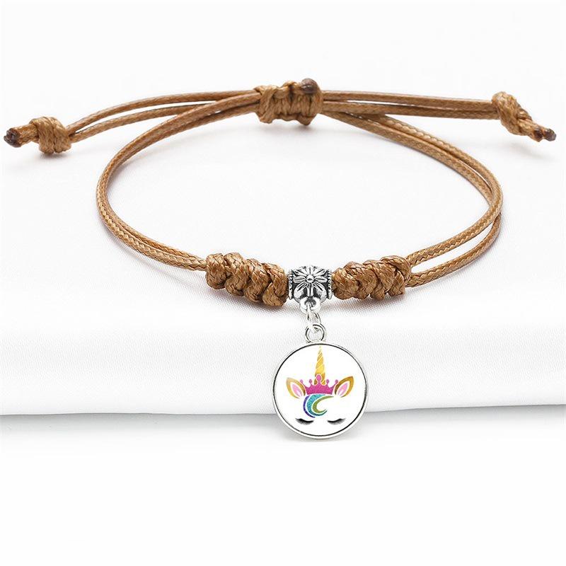 Purple Unicorn Gemstone Bracelet For Children Cartoon Style With Flying Horse Pendant