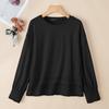 ZANZEA Women Casual Round Neck Loose Long Sleeve Splice Sweatshirt