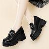 Loafer Damen Herbst und Winter neu Ein-Pedal Einzelne Schuhe Schwarz Kleine Lederschuhe Plateau Hoher Absatz Vielseitig Damenschuhe