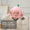 Peach Costume Headpiece Funny Fruit Hat with Leaf Padded for Cosplay