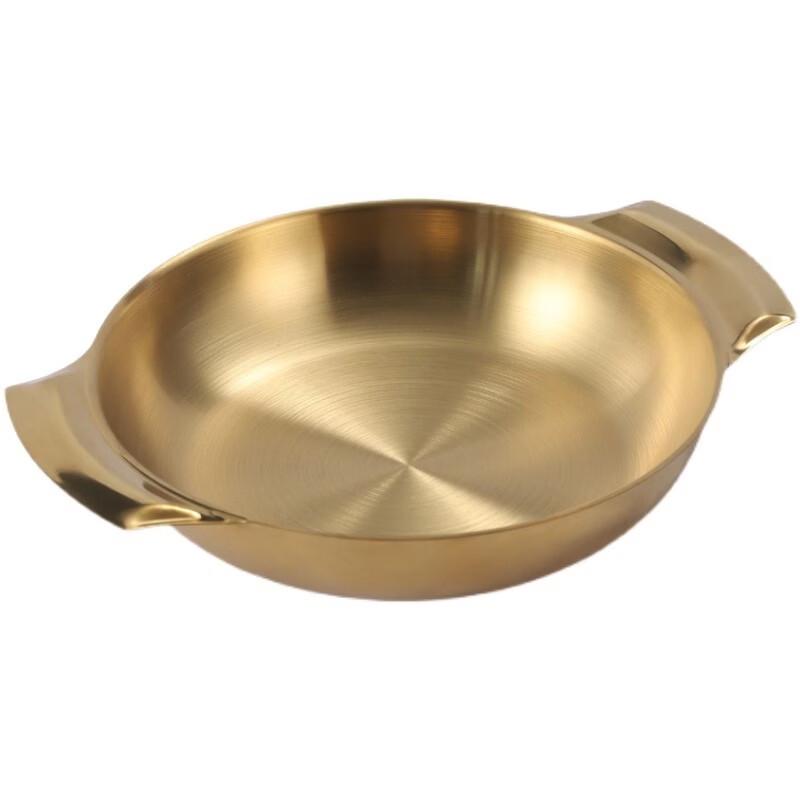 ZISIZ 18cm Gold Electroplated 3-Compartment Stainless Steel Serving Plate