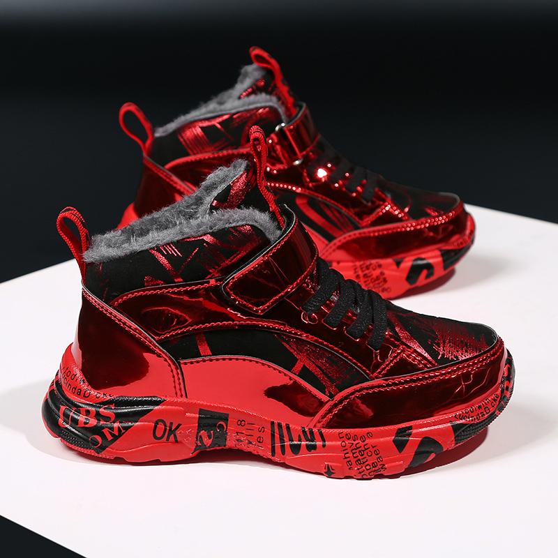 Winter Kids Running Shoes Boys Non-slip Waterproof Casual Shoes Warm Plus Cotton Sneakers Fashion Teenager Trekking Sport Shoes