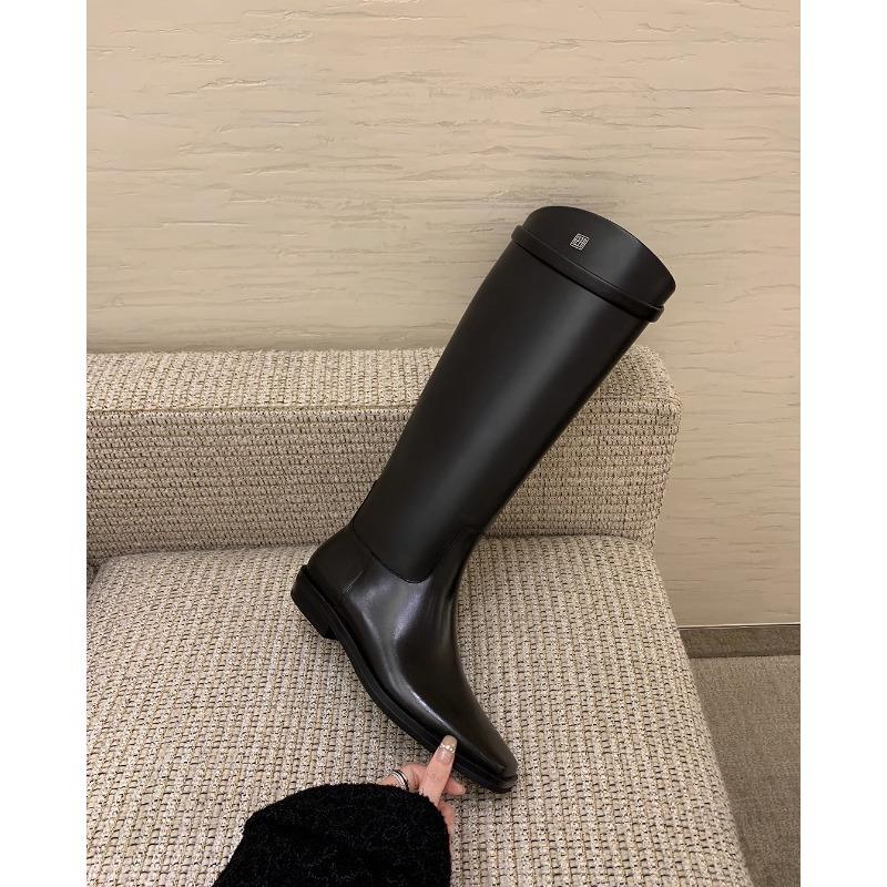 Cowhide version leather flat boots fat mm thick leg boots women's knight boots tall boots