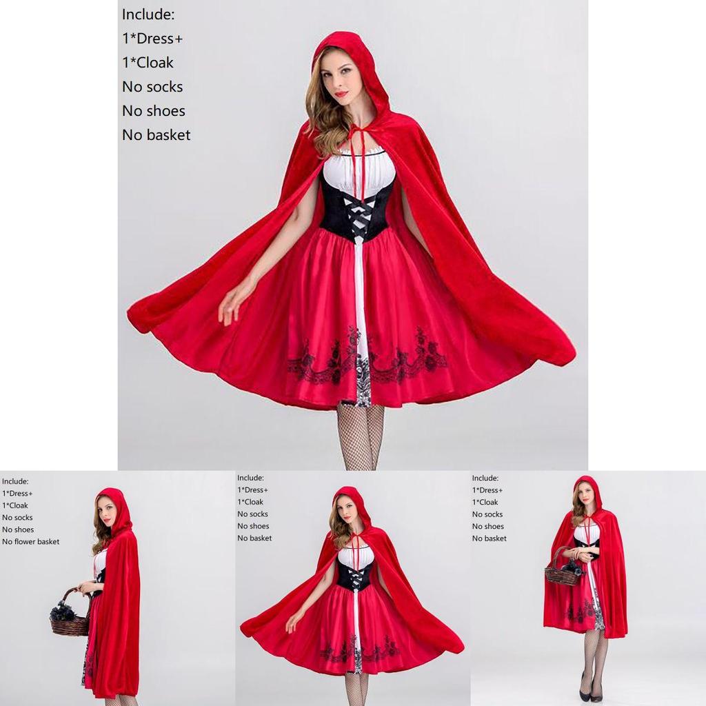 Büyüleyici Kadınlar Cadılar Bayramı Cosplay Cadı Büyücü Elbisesi Kırmızı Başlıklı Kız'dan Esinlenilmiştir