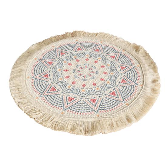 Beautiful Flower Pattern Placemat Good Woven Stylish Cotton Dinner Mat for Home