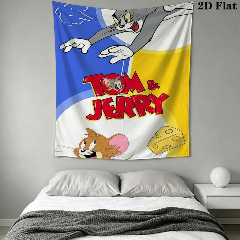 Tom and Jerry A Wall Hanging Printed Fabric Blanket Decorative Tapestries for Bedroom Living Room Home Decor