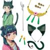 Anime Deníky lékárnice Maomao Cosplay čelenka Náhrdelník Sponky do vlasů Kostým Kožešinové Roztomilé zvíře Zelené ucho ocas Halloweenská párty rekvizita