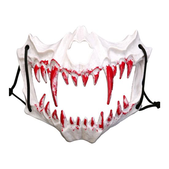 Halbmaske, Horror-Halloween-Kostüm-Requisiten, Tierskelett, Blutmaske mit elastischen Bändern für Halloween, Cosplay, Karneval, Maskeraden