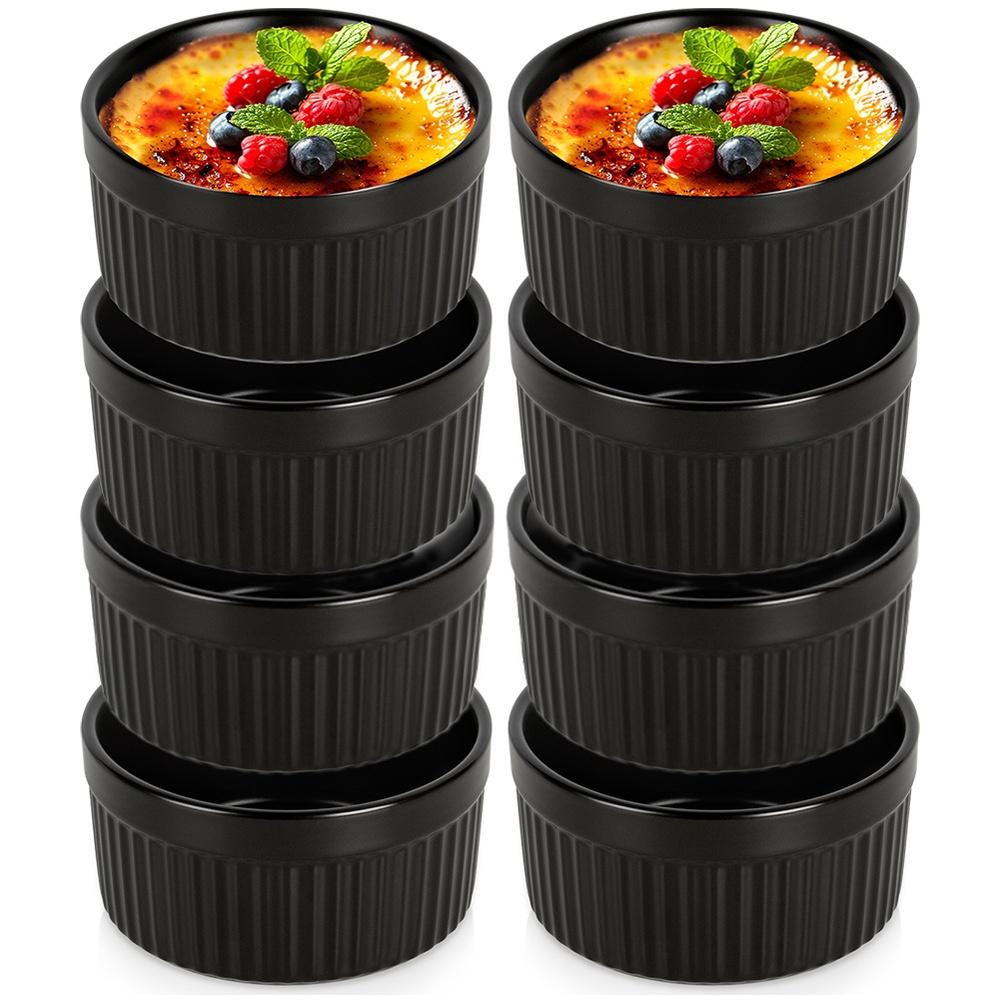 Black Porcelain Baking Bowls 260 Ml 8 Pcs.