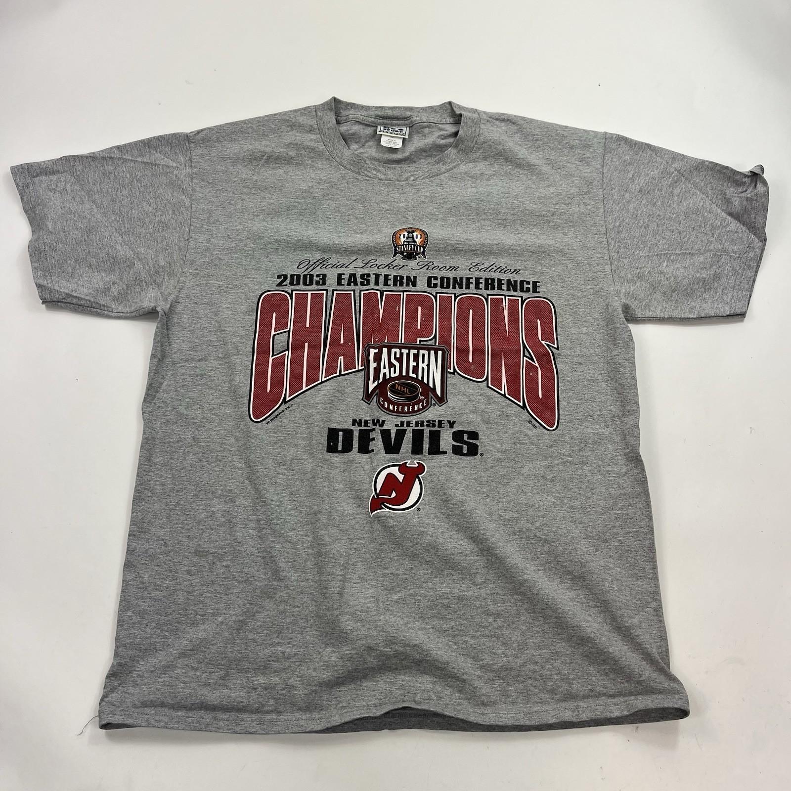 Vintage NJ Devils 2003 Eastern Conference Champions T Shirt Size Large Hockey M