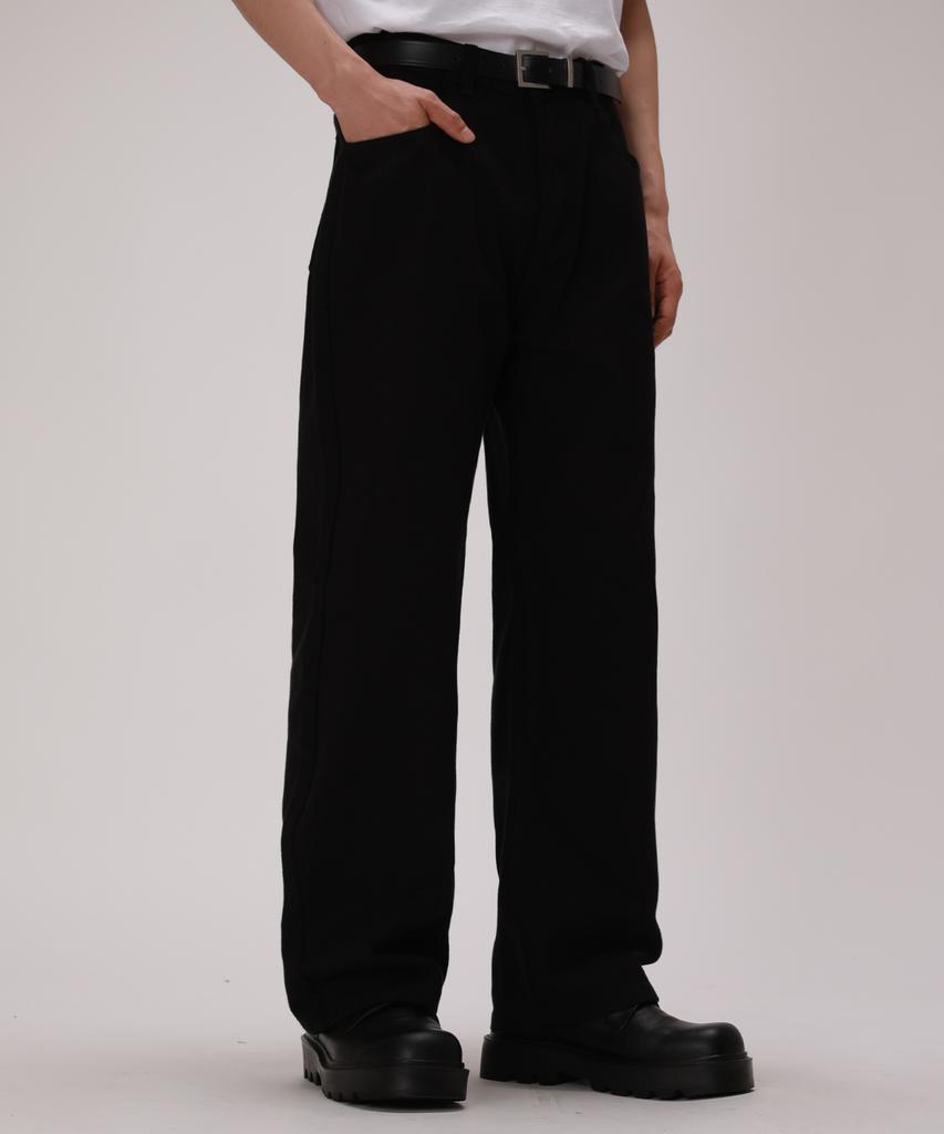 Dibellobeu Essential Mood Semi-Wide Cotton Pants_Black