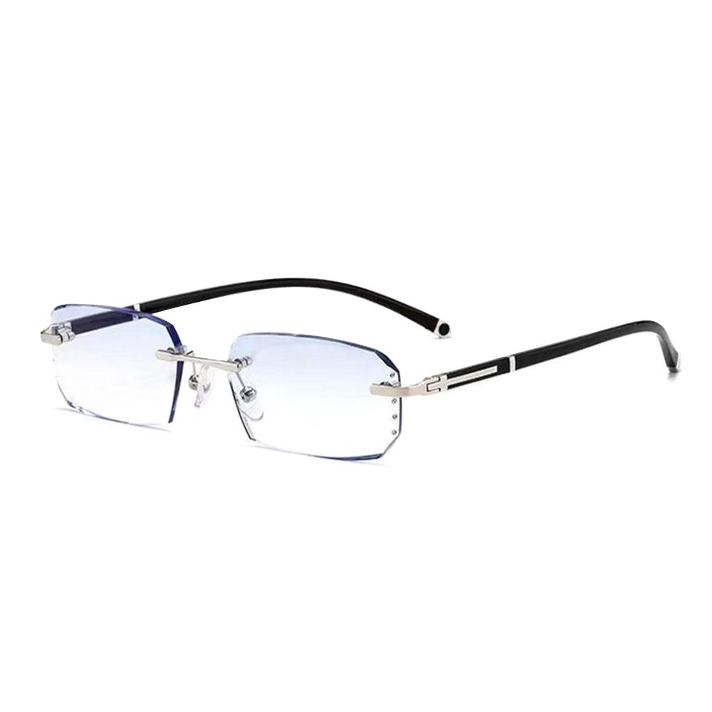 New Anti Blue Light Business Reading Glasses Rectangular Cut Edge Rimless Presbyopic Eyeglasses for Women   Reader Eyewear