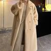 Cappotto Lungo con Collo a Revers Autunno e Inverno Pelliccia Sintetica di Coniglio Ispessito Caldo Temperamento Cappotto di Pelliccia