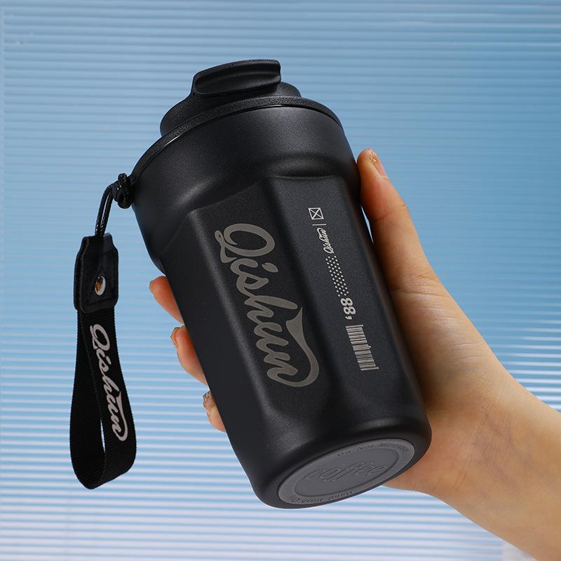 316 Stainless Steel Coffee Cup Will Carry the Rope, Easy Cup, Simple Outdoor Car Double-layer Thermos Cup