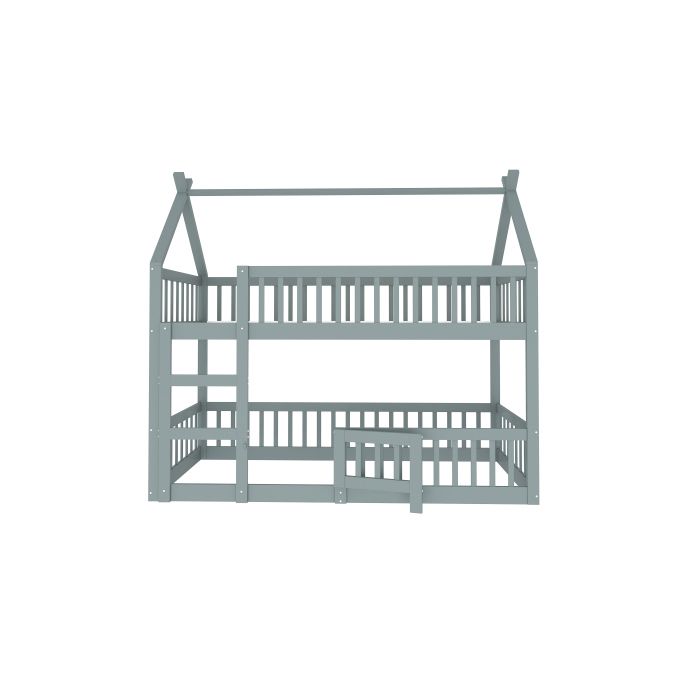 Patrová postel - MUVOE - 90x200 - Šedá - Masivní dřevo - Loftový design