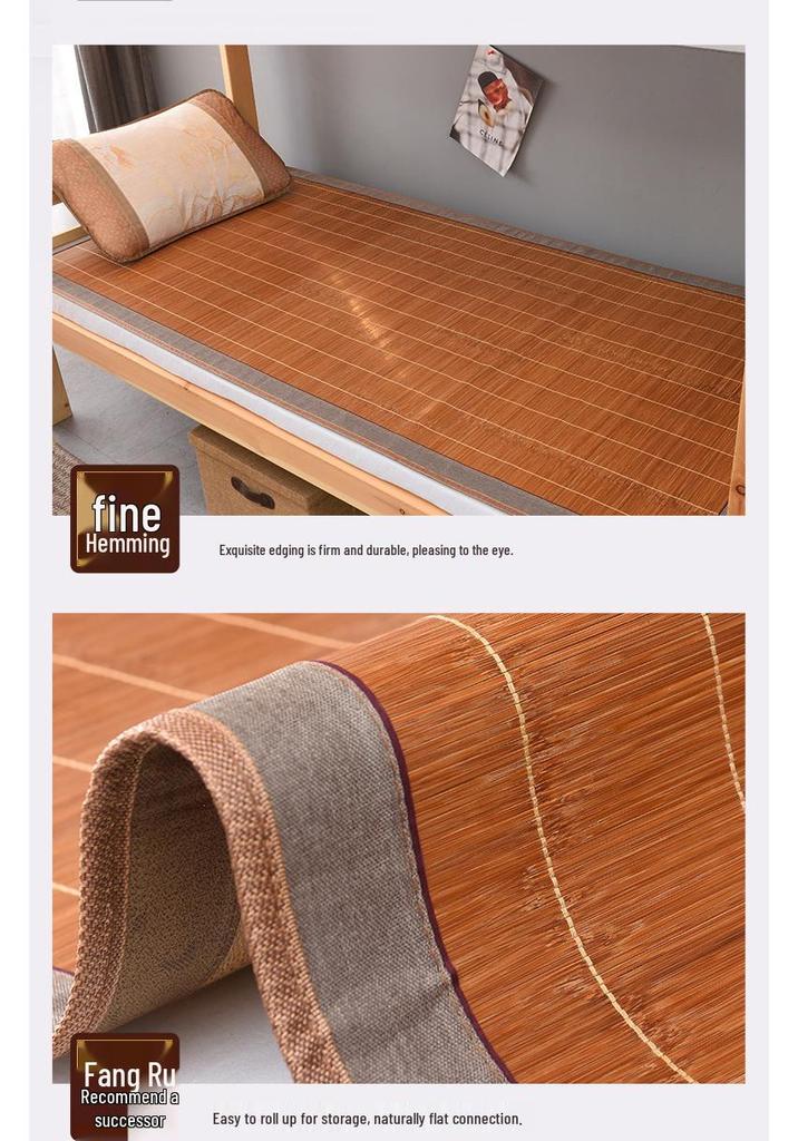 Dual-Sided Bamboo Straw Summer Mat for Student Dorms, Single & Bunk Beds - Home Ice Silk Cooling Mattress
