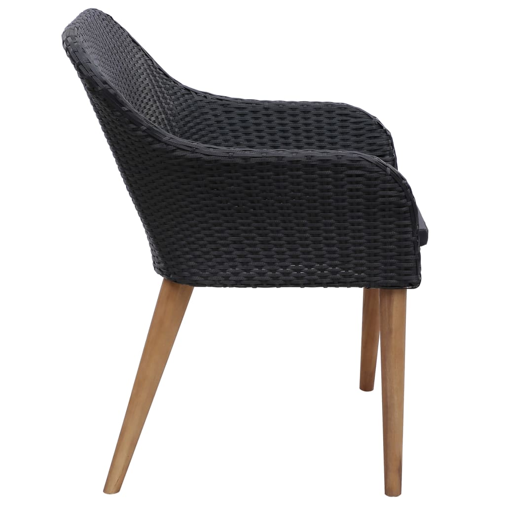 Garden Chairs with Cushions 2 pcs Poly Rattan Black