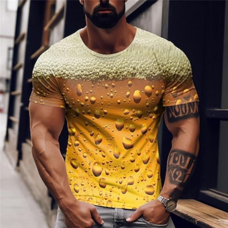

Men s Graphic Beer T shirt Short Sleeve T shirt 3D Print Crew Neck Shirt Vintage Fashion Designer Outdoor Daily Sports XXS