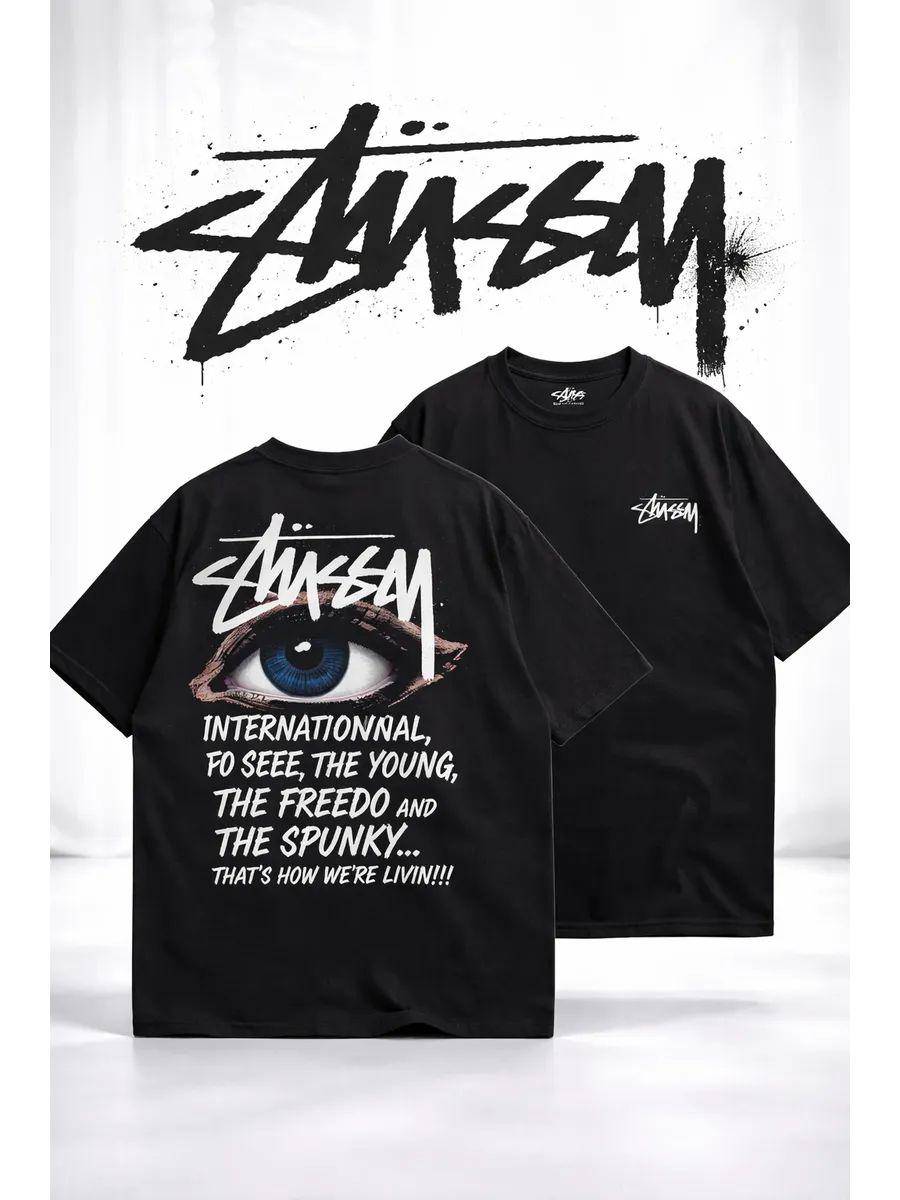 Футболка с Оверсайз Принтом Y2K Stussy Stusi Sk8 U2k M gray