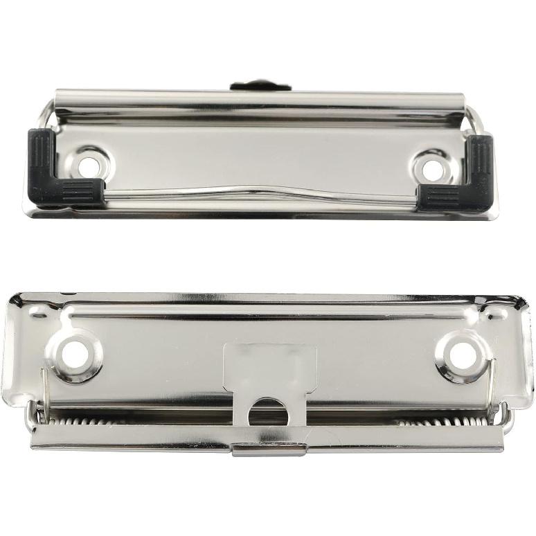 RLECS 5pcs Metal Hardboard Clips 3.9" with Rubber Feet and Mounting Rivets Clipboard Clips Stationery Clip