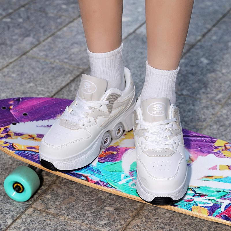 Scarpe da Ginnastica con Ruote Bambino / Bambina Scarpe con Ruote Deformabili Scarpe Pattini a Rotelle Scarpa da Skate Bambina Scarpe da Skate Bambino