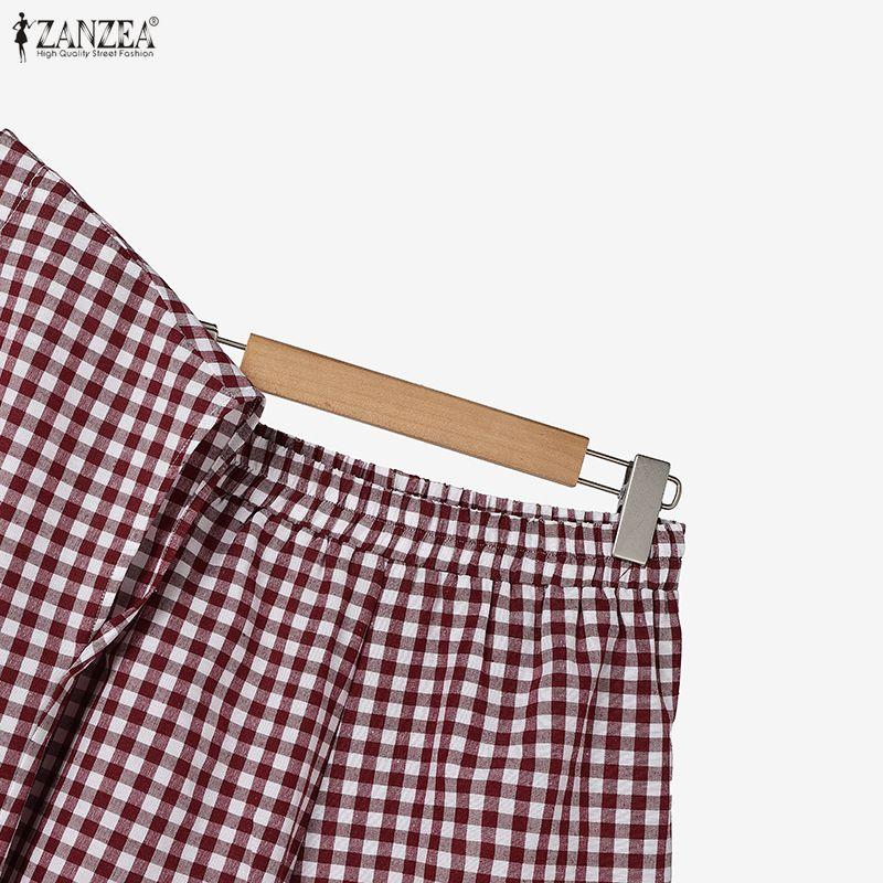 ZANZEA Women Sleeveless Blouse and Shorts Summer Two Piece Suit Sets