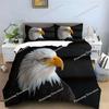 Africa Duvet Cover Set, Aerial View of Bald Eagle Flying USA, Decorative Bedding Set , Full King Size