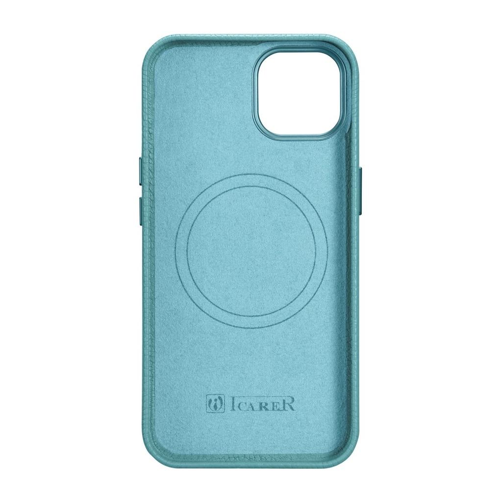 Icarer Litchi Premium Leather Case Skórzane Etui Iphone 14 Plus Magnetyczne Z Magsafe Zielony (Wmi14220711-Gn)