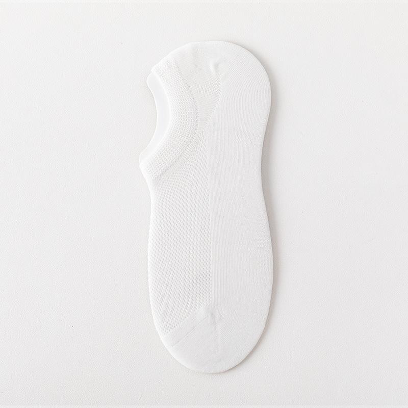 Socks men's mesh summer solid colour short socks cotton do not fall off the heel silicone thin section antibacterial anti-odour invisible boat socks