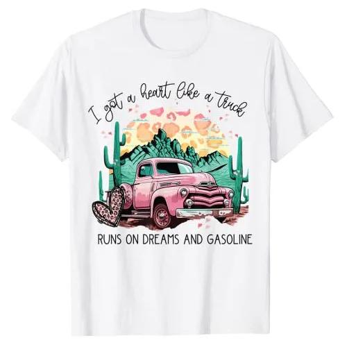 Western Sunset Cowgirl I Got A Heart Like A Truck T-Shirt Cool Country Southern Cowgirl Graphic Tee Country-Music Concert Outfit