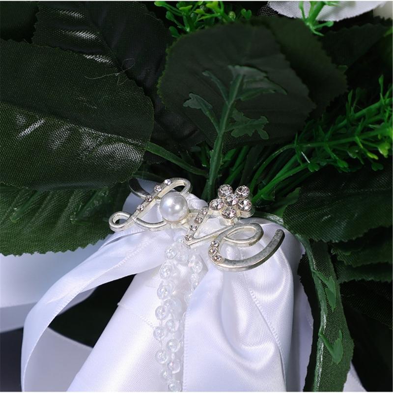 Silk Flower Bridal Bouquet Artificial Flower Arrangement Easy Grip For Wedding Ceremony Anniversary Indoor Outdoor Use