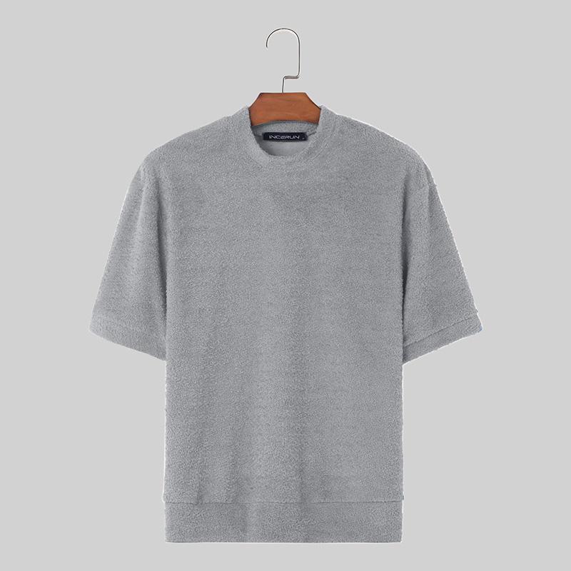 

INCERUN Мужские летние футболки с круглым вырезом и коротким рукавом из флиса 2XL серый