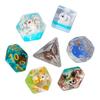 Cusdie Bulk Animal DND Dice 7Pcs Random Color D4 D6 D8 D10 D% D12 D20 Polyhedral Dice Set for D&D Role Playing Table Games