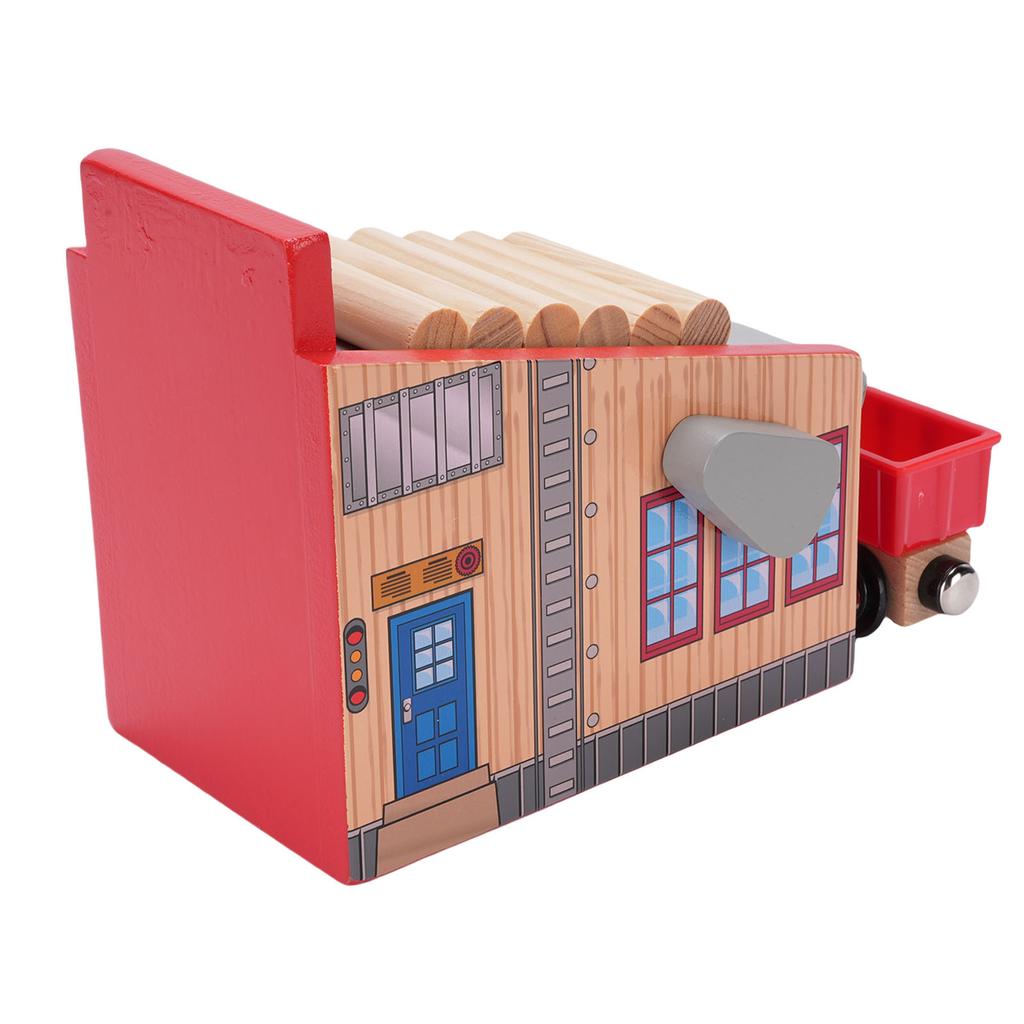 8 Pcs Wooden Train Track Accessories Expandable Wood Railway Toy Scene Accessories for Children