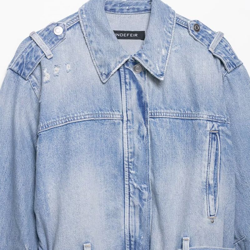 Kaslead New Women Clothes Western Style Fashion Simple Denim Belt Jacket 5252273