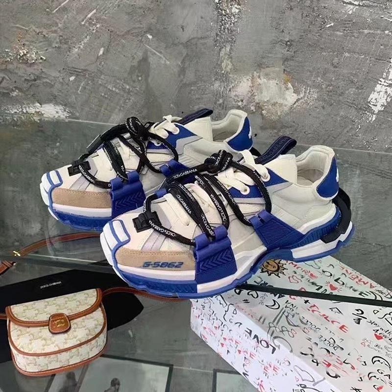 Unisex Chunky Sneakers Low Top Breathable Casual Shoes Men Women Comfortable Round Toe Leather Upper