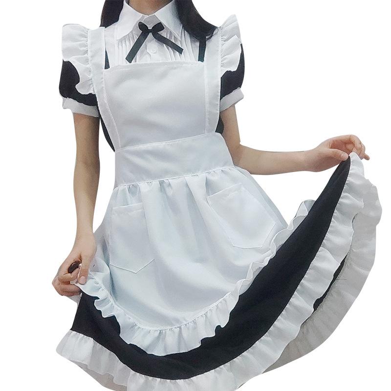 

New black and white classic maid outfit long dress cute animation maid outfit 2XL
