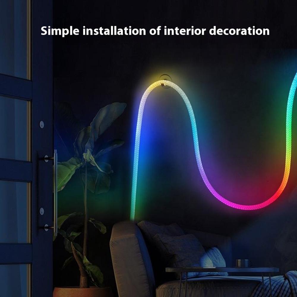 

2m RGB LED Round Braided Light Strip Smart App Control Flexible Neon Ambient Light A