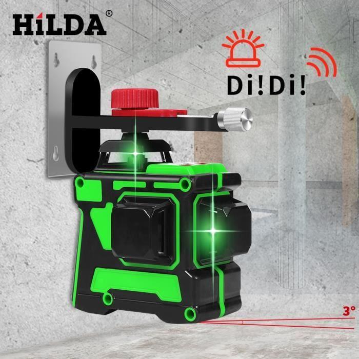 HILDA Laser Level 12 Lines 3D Self-Leveling 360 Horizontal and Vertical Cross Super Powerful Green Laser Level