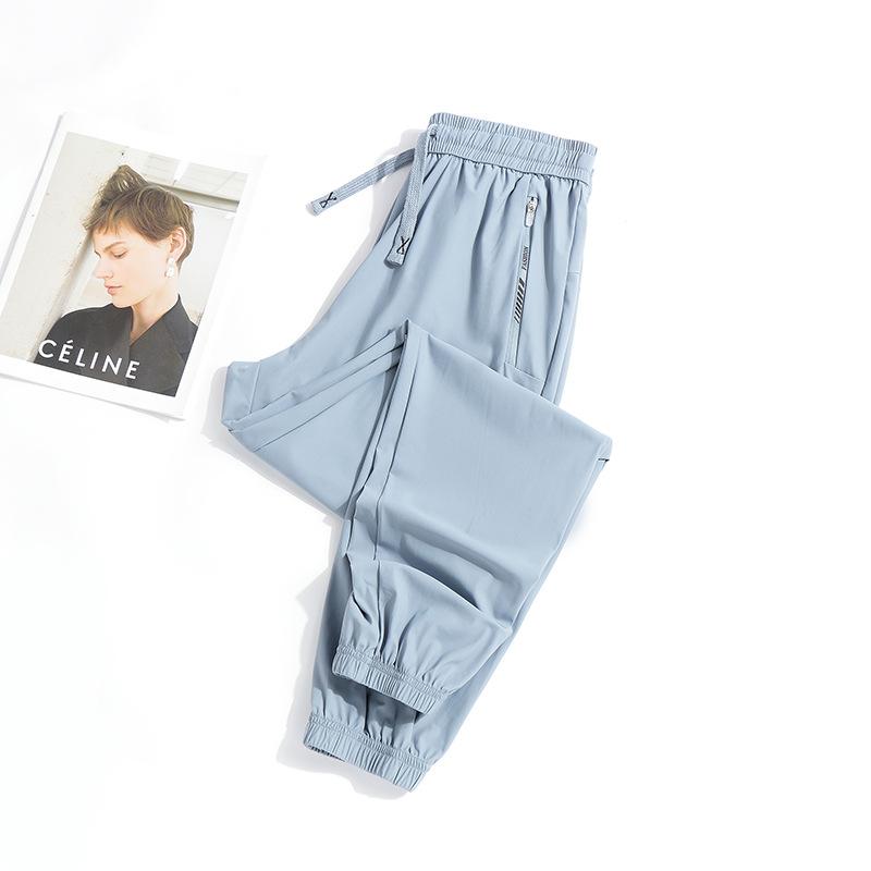 Summer New Ice Silk Elastic Sports Pants Couples with Loose Men and Women the Same Casual Pants