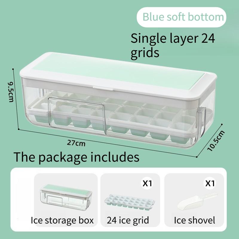 New Press Silicone Ice Cube Tray Easy Release Ice Maker Mold for Home Kitchen Freezer Storage Box Ice Making Tool