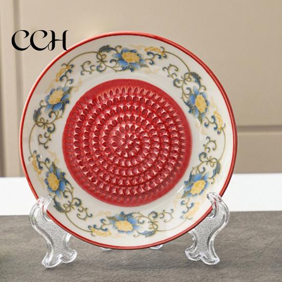 Ceramic Grater For Garlic Grinder Plate Bowl, Manual Ginger Fruit Zester Dish, All-in-One Prep Mixing Serving Tray, Modern Minimalist Kitchen