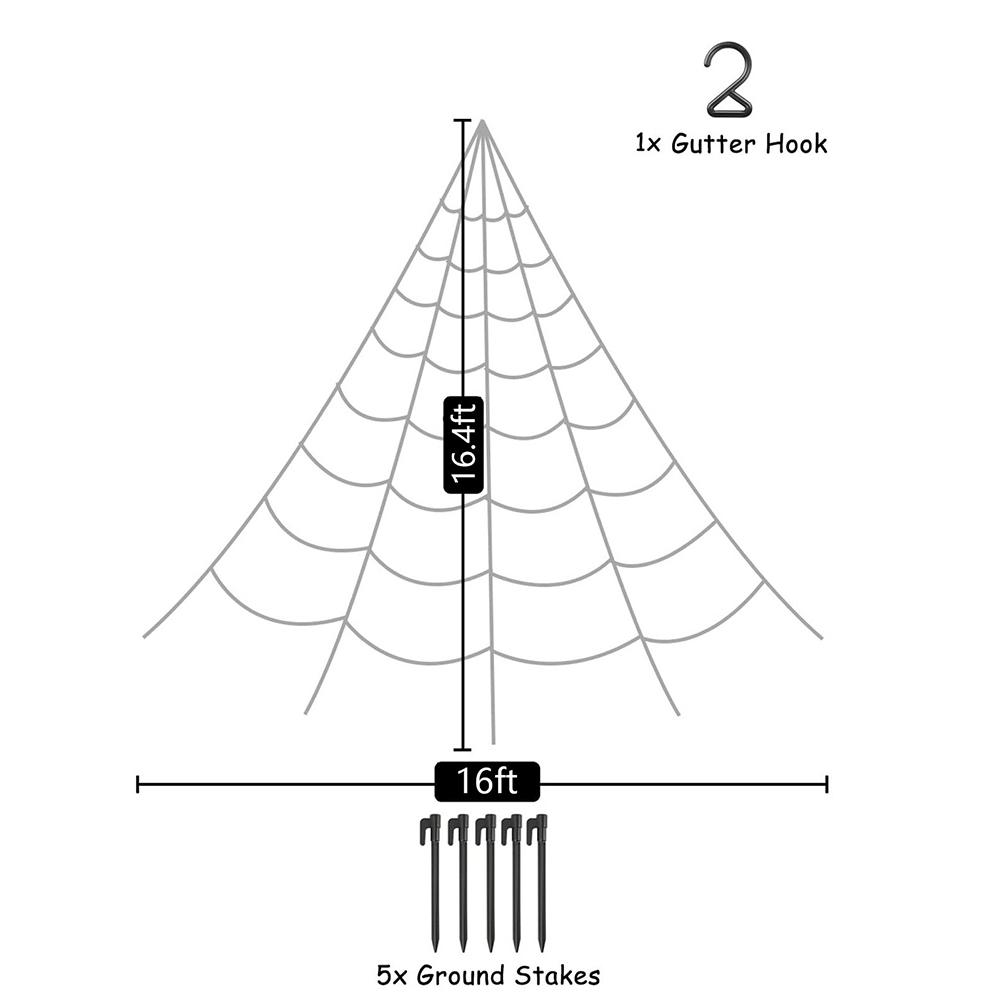 Halloween Triangle Spider Web,5m Large Plush Simulation Spider Web,Haunted Home Outdoor Yard Decoration Props